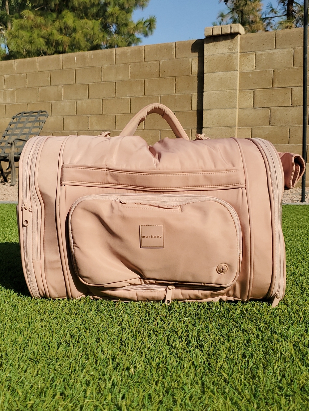 Maxbone All-In-One Travel Pet Carrier - Light Camel/Pink